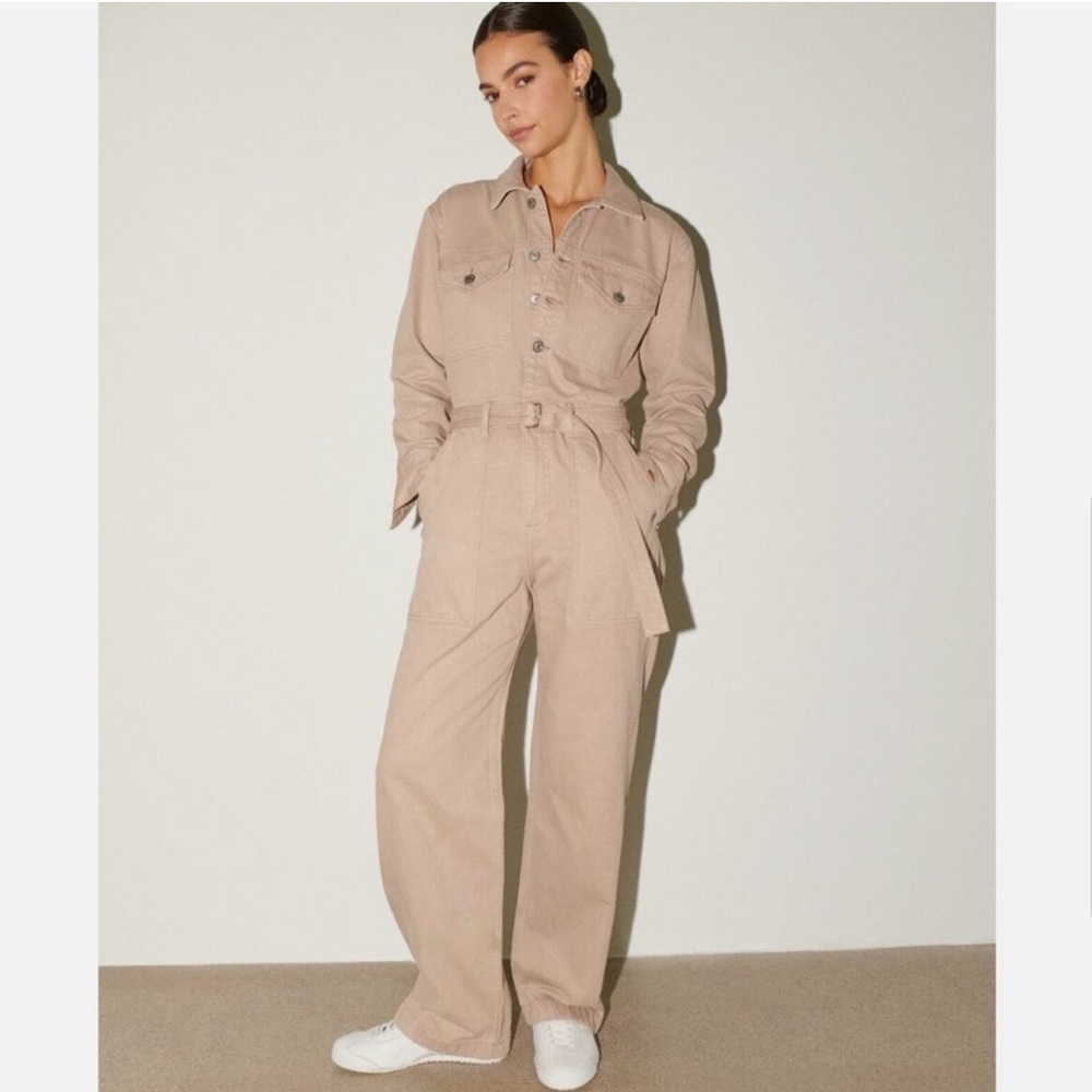 NWT Abercrombie & Fitch Tan Utility Jumpsuit with Belted Waist